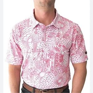 Yatta Golf Tropical Pink Shaka Life Polo